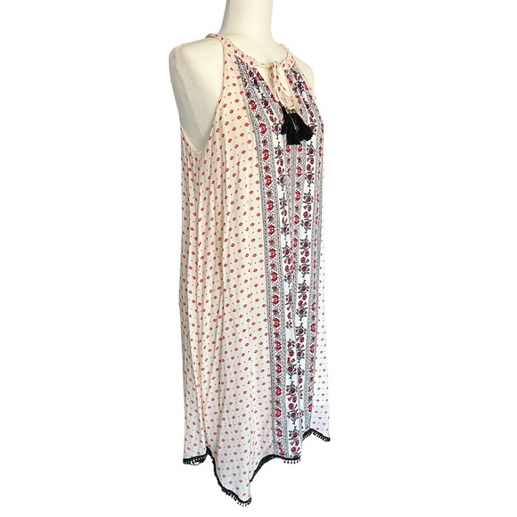 Knox Rose Midi Knee Length Boho Dress Cream Red Paisley Medium - Picture 3 of 8